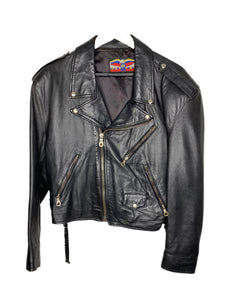 S 90s Jeff Hamilton Black Leather Jacket Biker VTG Rare